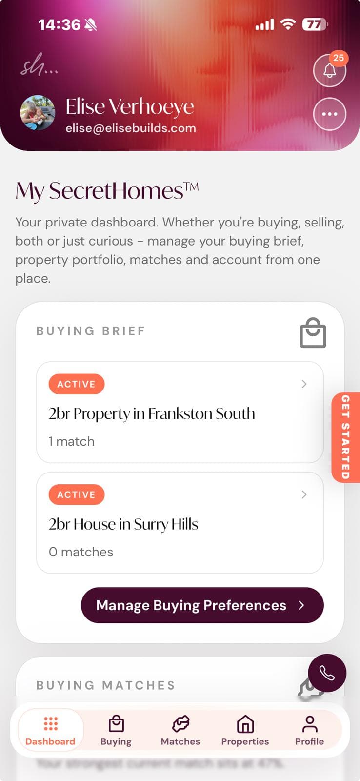 SecretHomes™ mobile app preview