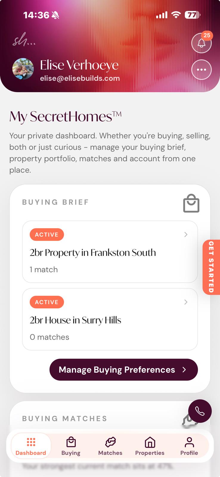 SecretHomes™ mobile app preview